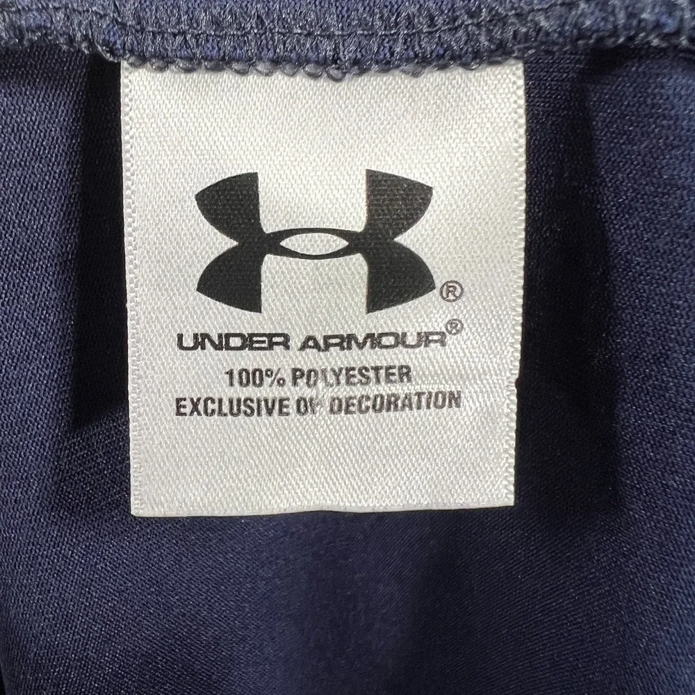 Under Armour Navy Shirt Mens Large Blue Short Sleeve Loose Fit Performance